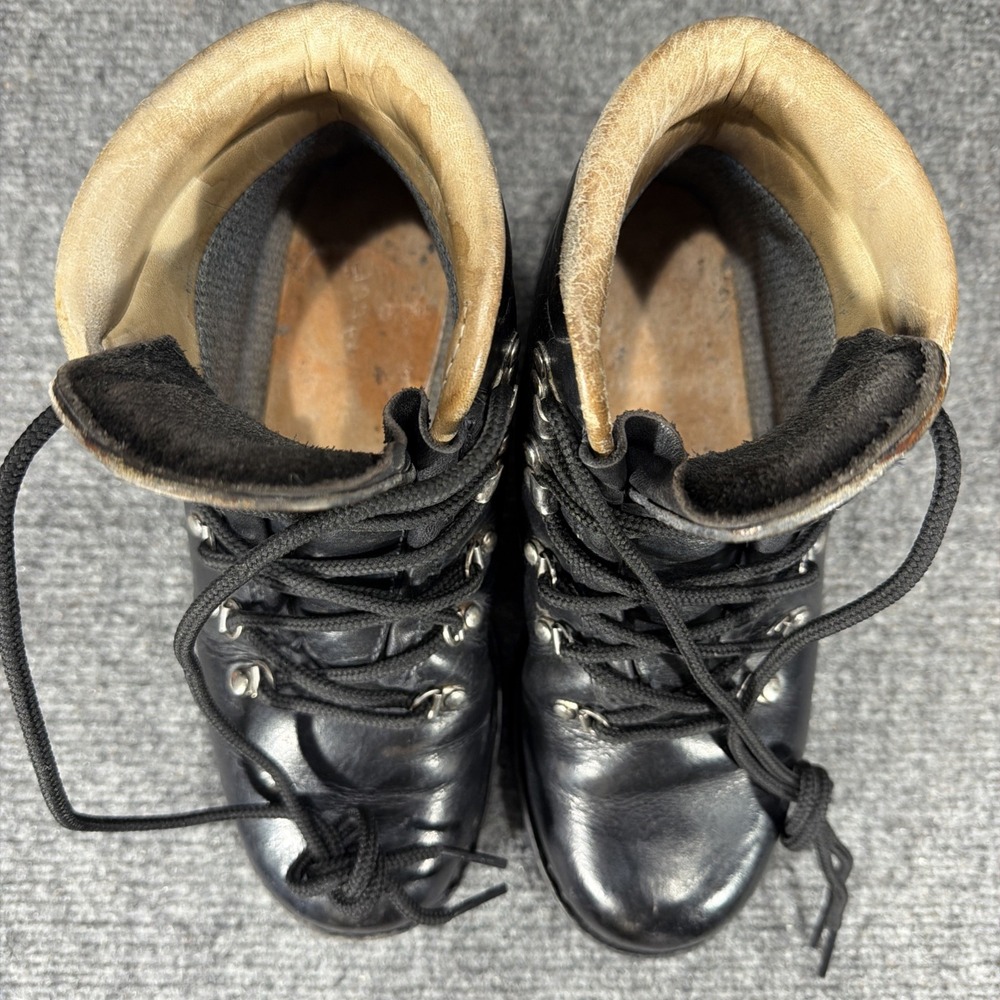 Merrell Wilderness Black Leather Hiking Boots Womens 7 M Vintage Made In Italy - Picture 15 of 15